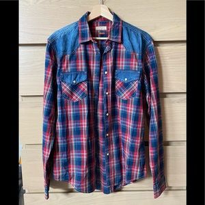 Zara Men plaid and denim shirt